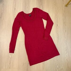 Express Red Long Sleeve Sweater Dress Size S Fitted Knit
